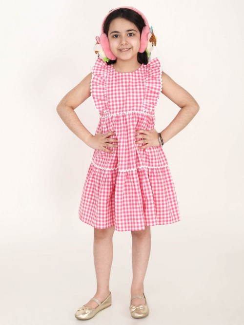 Girl Cute Checked Lace Dress