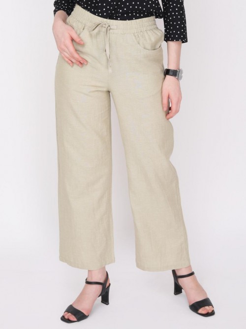 Women Linen Trouser In Beige