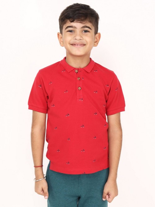 Boy Scooter Printed Polo Tshirt In Red4
