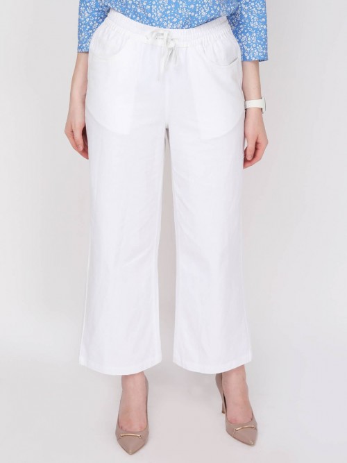Women Linen Trouser In White