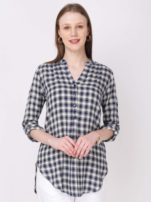 Women Small Checked Long Top