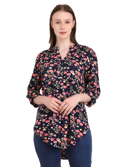 Woman Soft Pink  Floral Printed Long Top