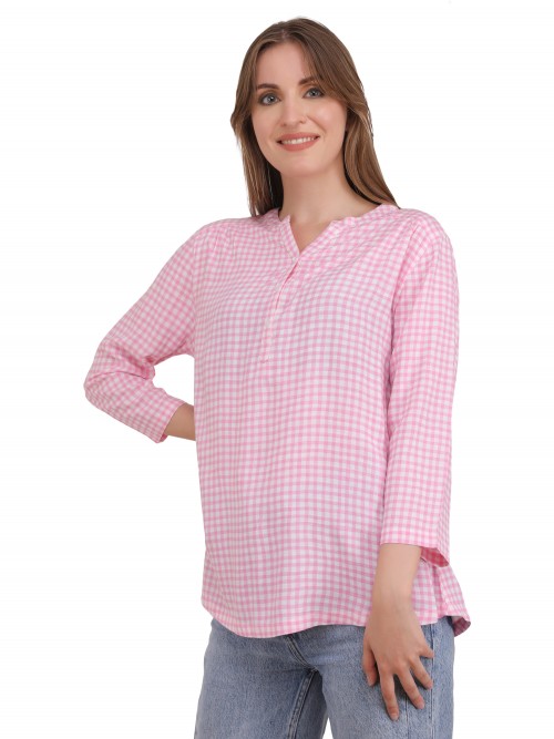 Woman Printed Check  Chinese  Top