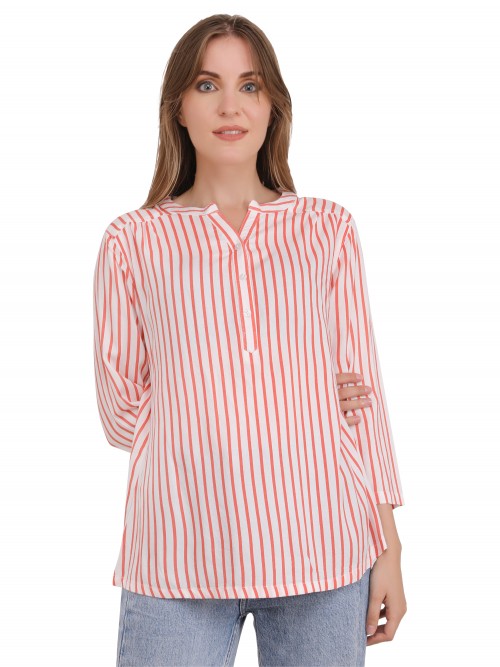 Woman Stripe Printed  Chinese  Top