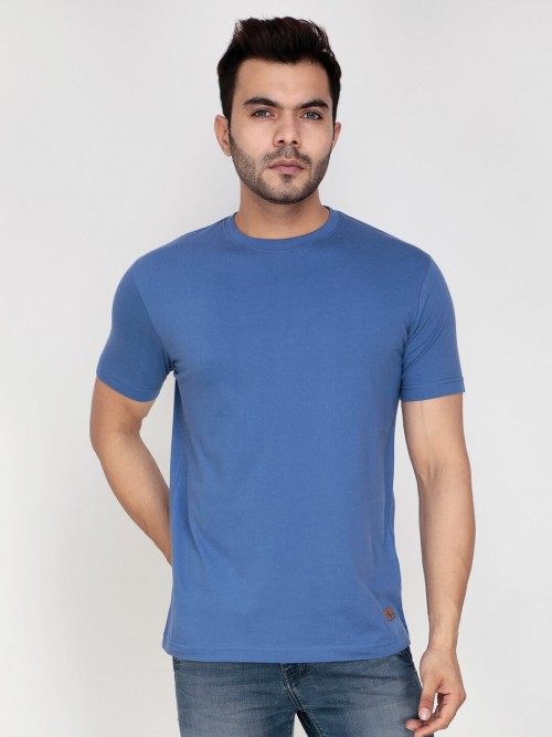 Men Round Neck Half Sleeve T-Shirt In Blue