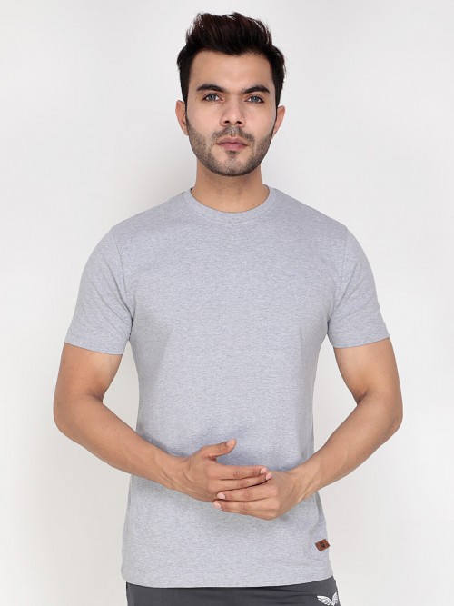 Men Round Neck Half Sleeve T-Shirt In Grey