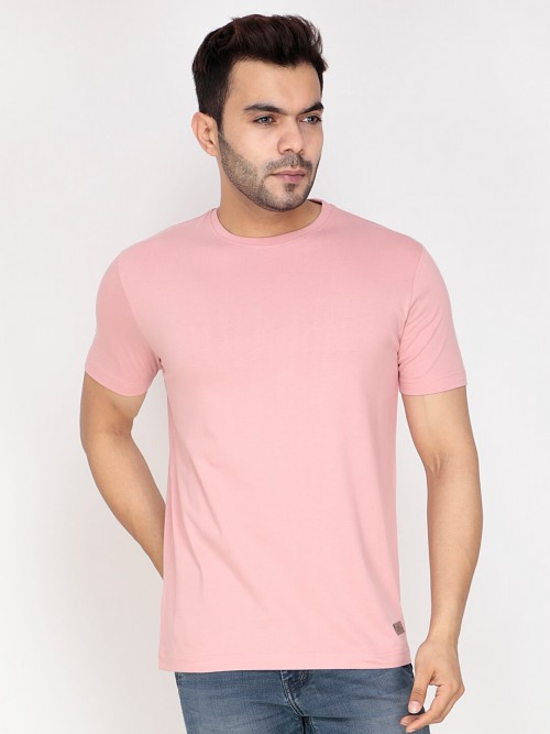 Men Round Neck Half Sleeve T-Shirt In LightPink
