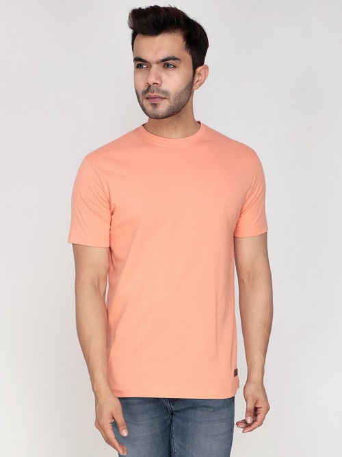 Men Round Neck Half Sleeve T-Shirt In Orange