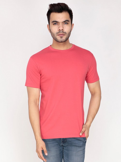 Men Round Neck Half Sleeve T-Shirt In Pink