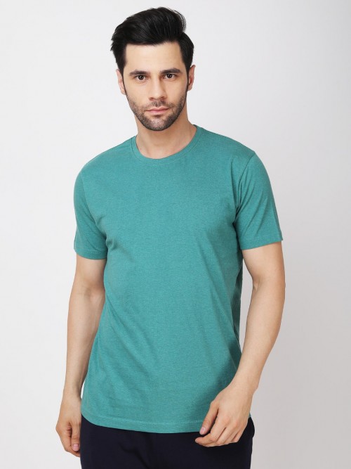 Men Round Neck Tshirt In Green