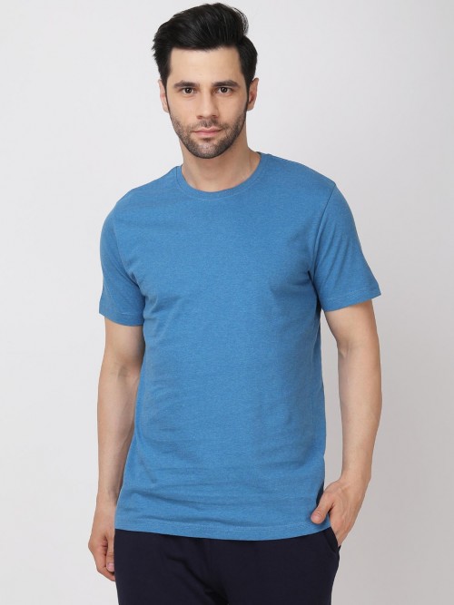 Men Round Neck Tshirt In Blue