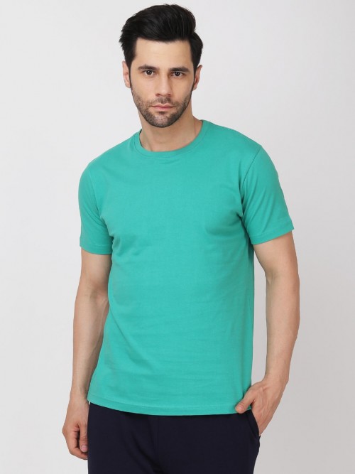 Men Round Neck Tshirt In Light Green